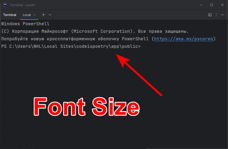 PhpStorm меняем размер шрифта в консоли