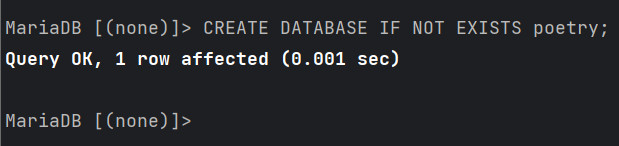 Основные команды при работе с СУБД MySQL или MariaDB 3 Запрос выполнен.