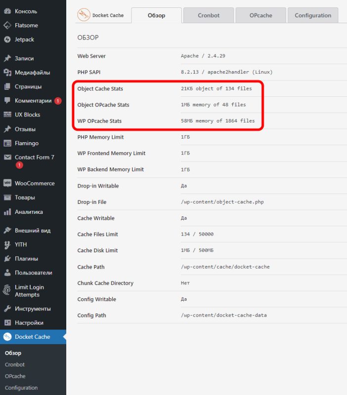 статистика кеша