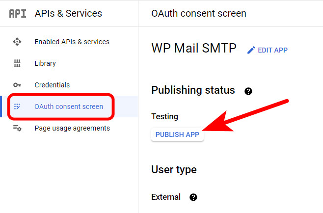 Как настроить отправку почты на сайте WordPress через почту на Gmail (SMTP от Google)? 22 «OAuth consent screen Статус публикации»