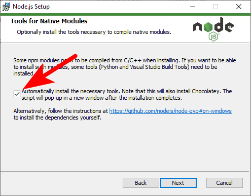 Как установить Node.js в ОС Windows? 8 Важно! Нужно поставить галочку для установки дополнительных зависимостей в систему и нажимаем Next