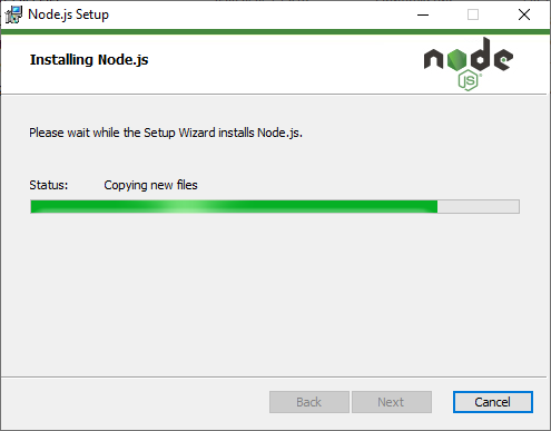 Как установить Node.js в ОС Windows? 10 процесс распаковки (установки) файлов в систему