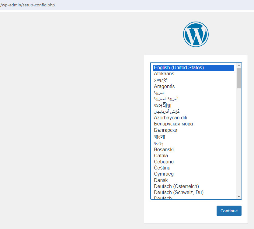 Как установить WordPress? 1 Первый экран установки Вордпресс